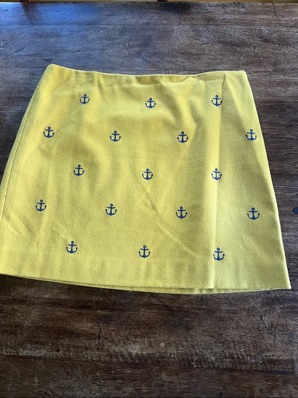 Vineyard Vines Yellow Mini Skirt with Navy Anchor Embroidery